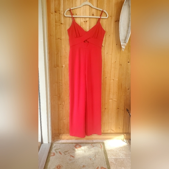 Crystal Sky Red Spaghetti Strap Jumpsuit Size Medium - Picture 13 of 13